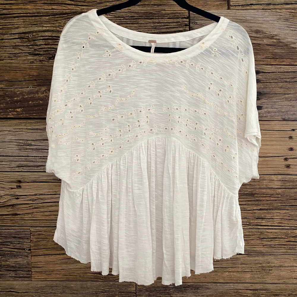 Free People Eyelet Peplum Top